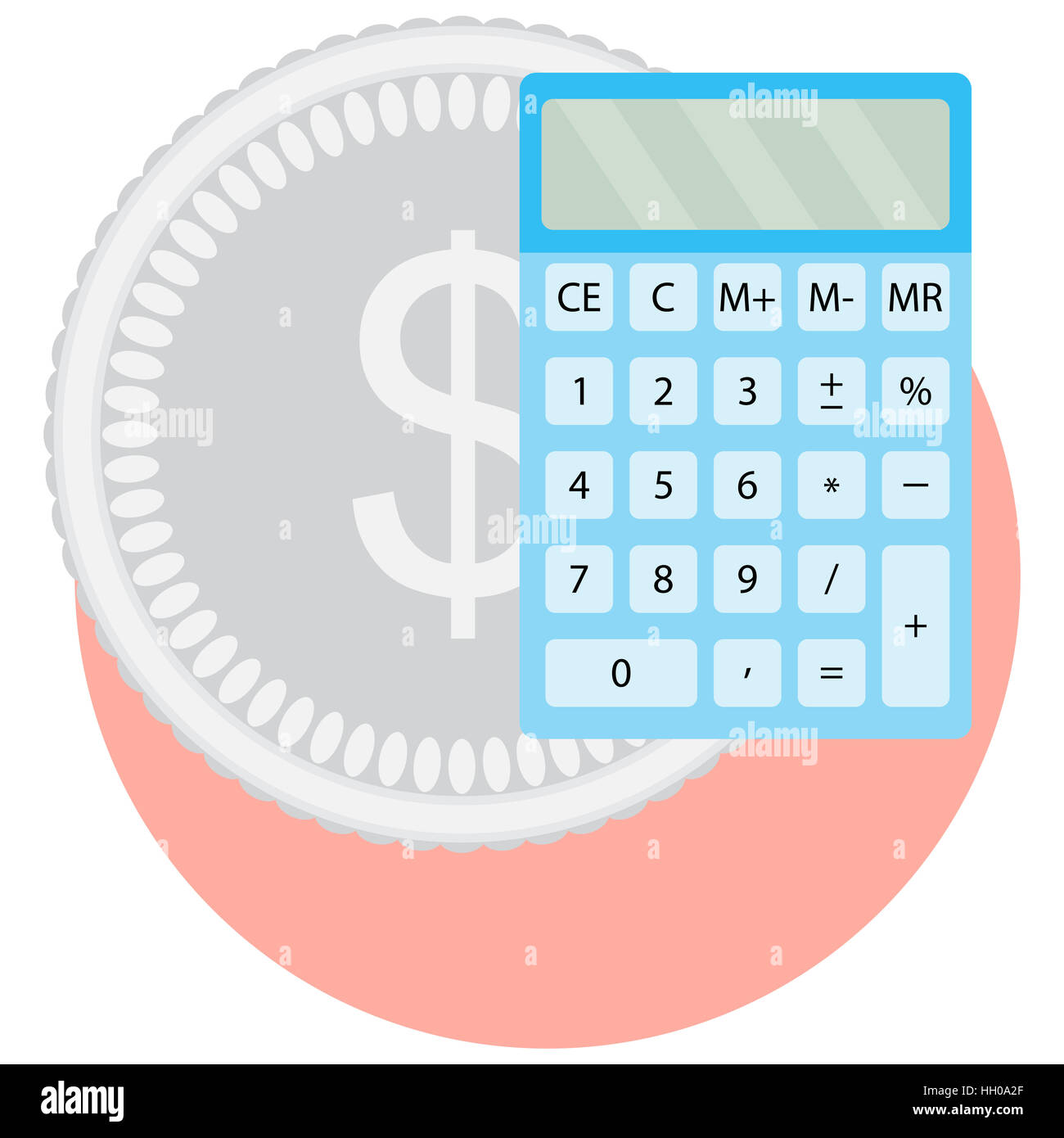 Rechner und Geld. Finanzen zählen, Einkommen Banken Bargeld, Vektor-illustration Stockfoto
