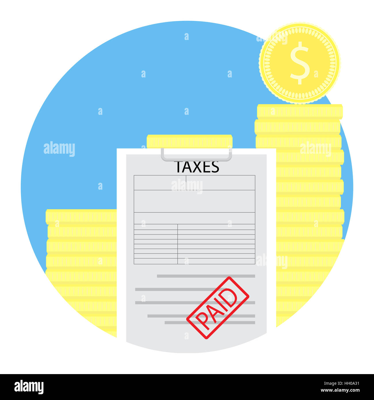 Steuerzahlungen Symbol. Besteuerung, Rechnungslegung Einkommen finanzielle. Vektor-illustration Stockfoto
