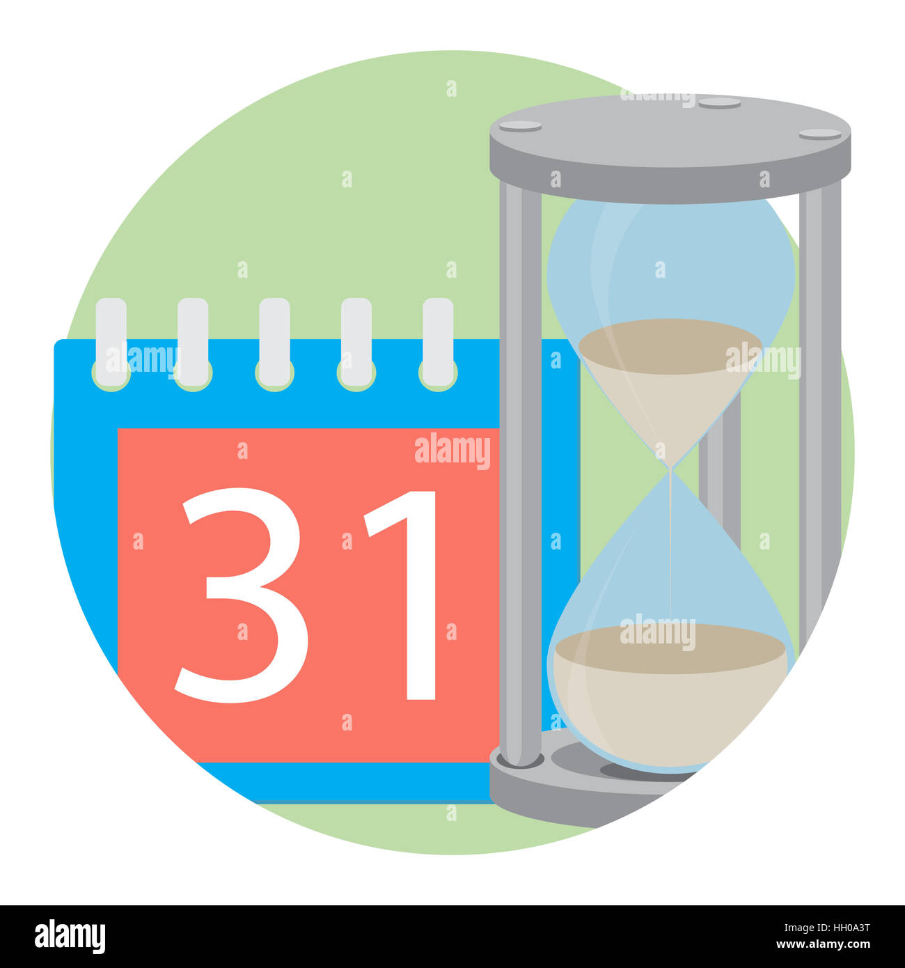 Zeit-Konzept-Icon-Vektor. Sanduhr und Kalender illustration Stockfoto