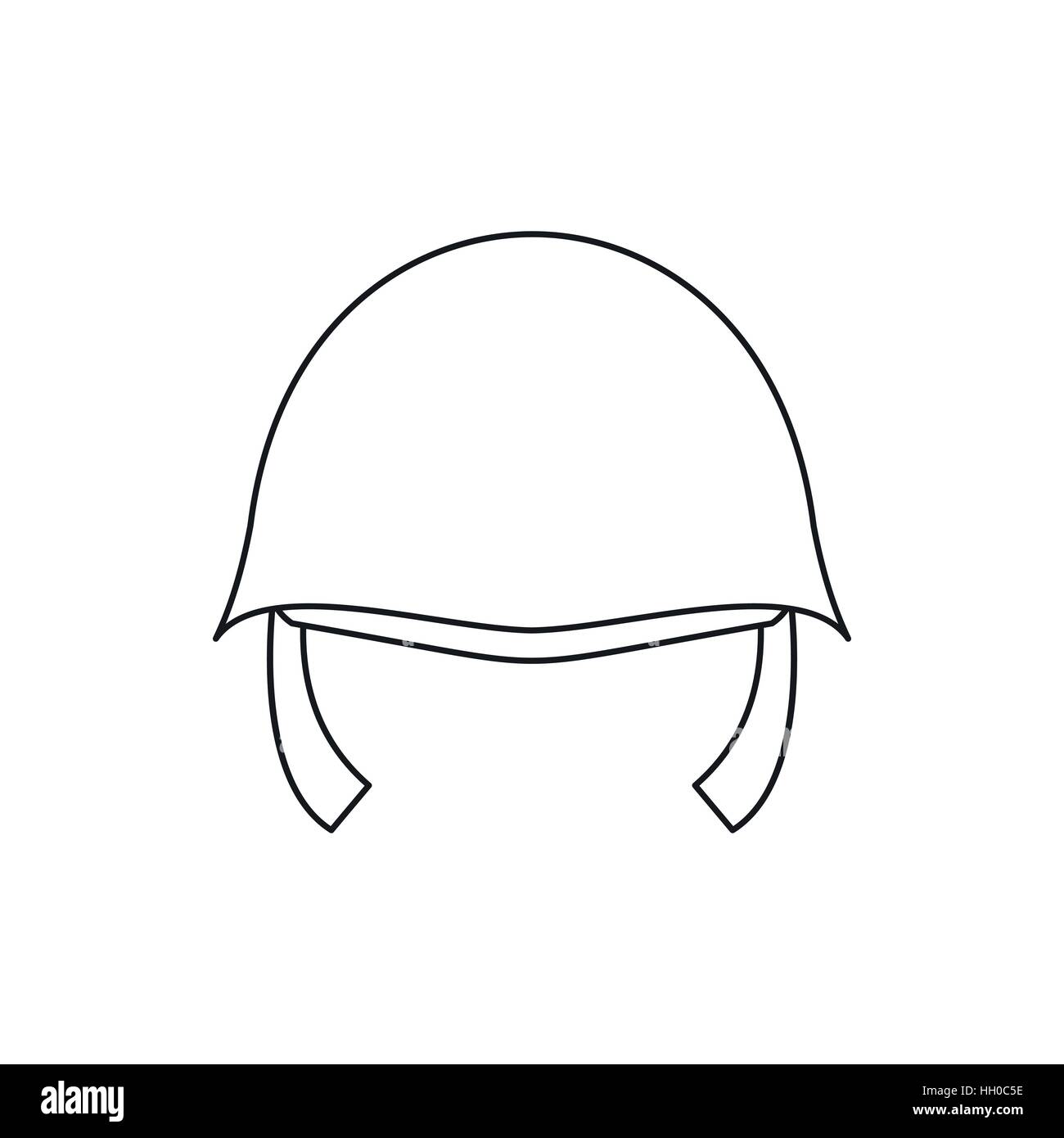 Militärhelm Symbol im Umriss-Stil Stock Vektor