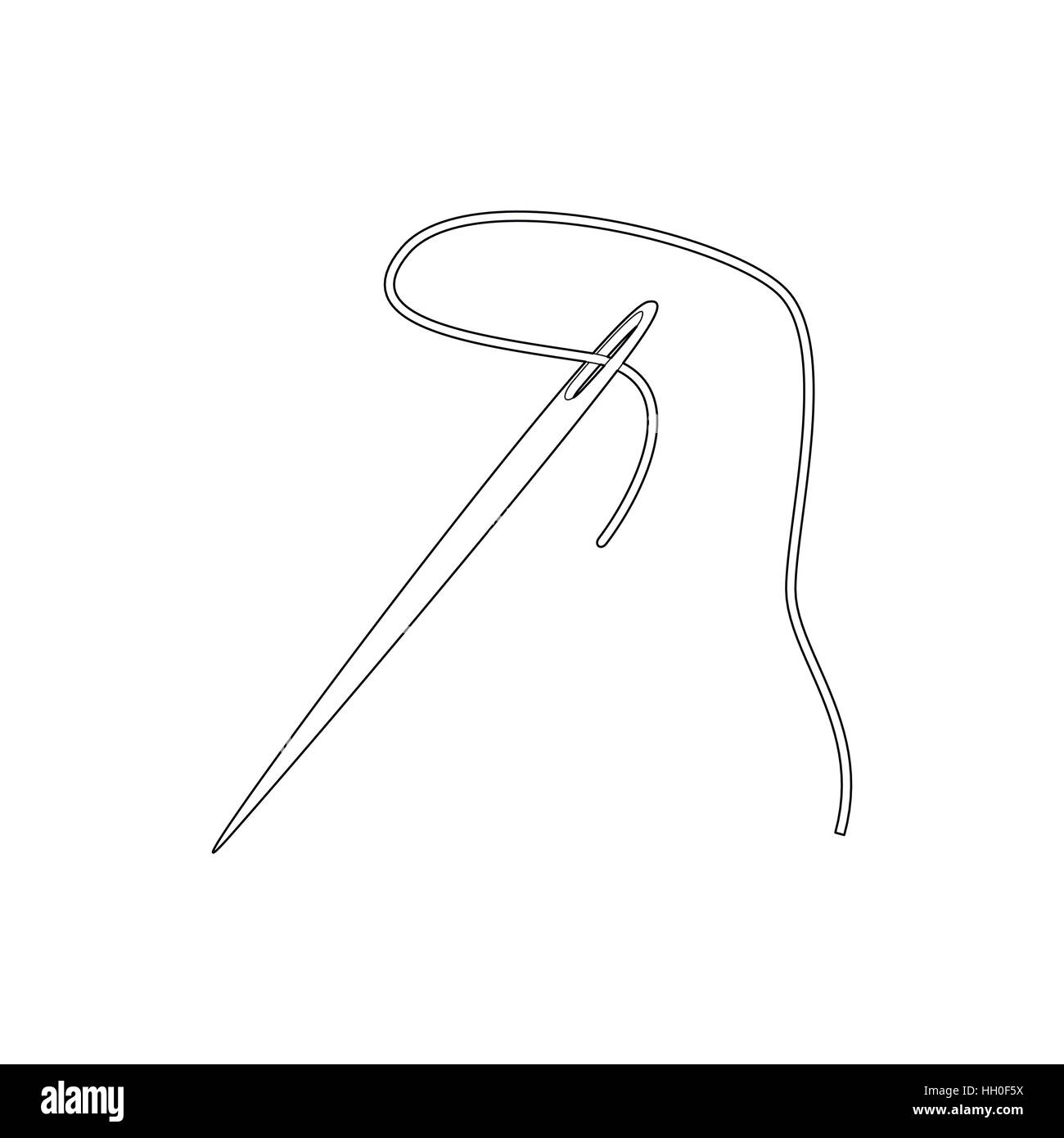 Nadel und Faden Symbol, Umriss-Stil Stock-Vektorgrafik - Alamy