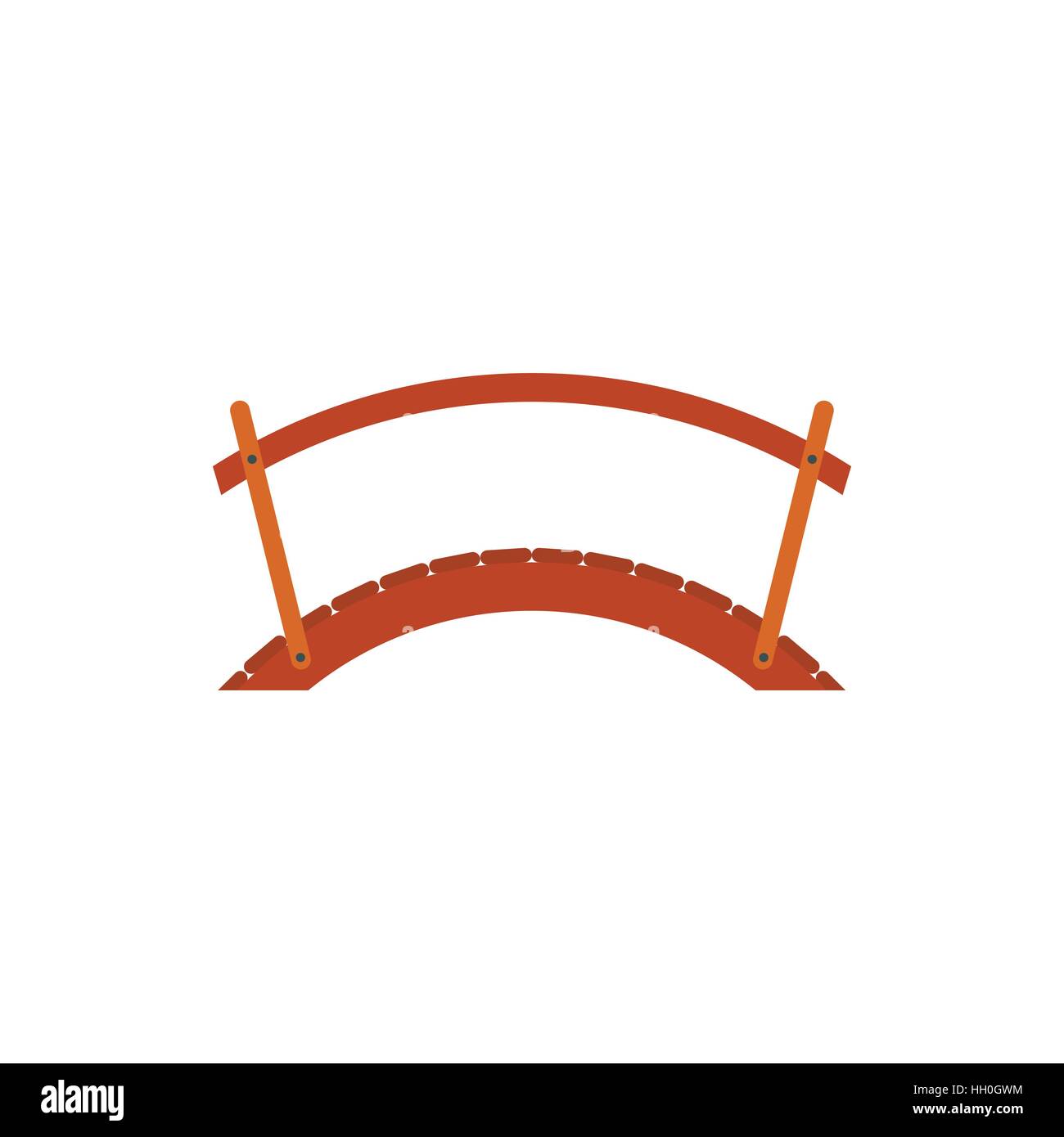 Hölzerne Brücke mit Handlauf flach Stil-Ikone Stock Vektor