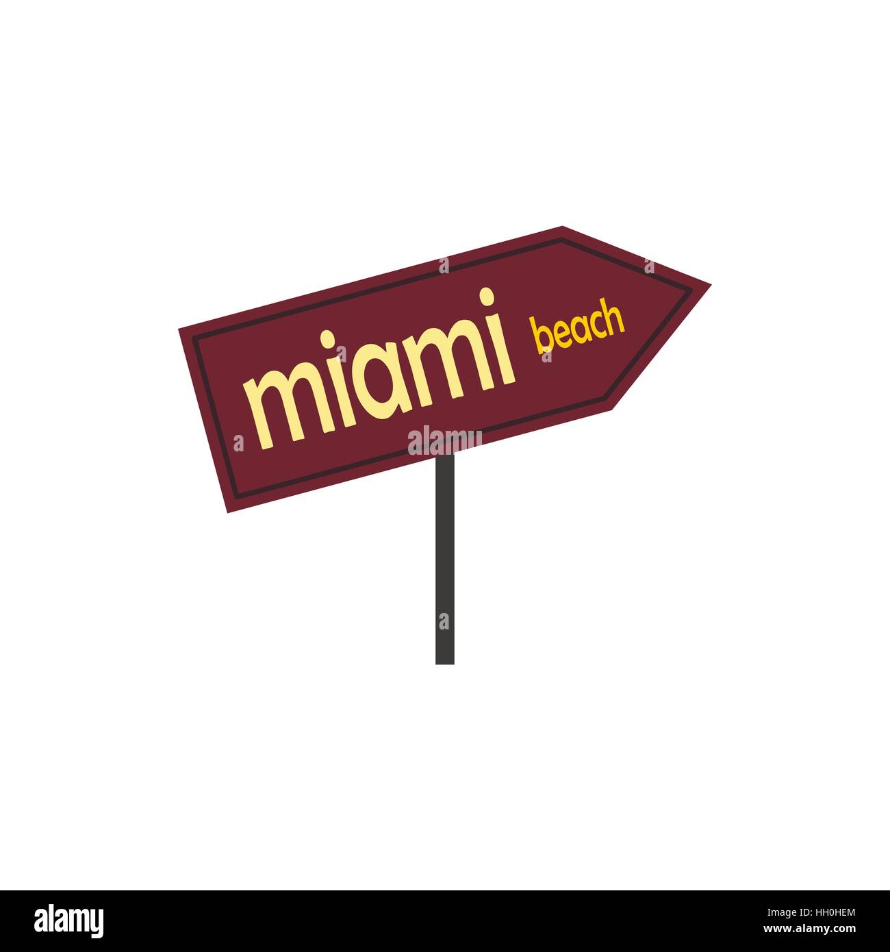 Miami Post Zeichen Pfeilsymbol, flachen Stil Stock Vektor