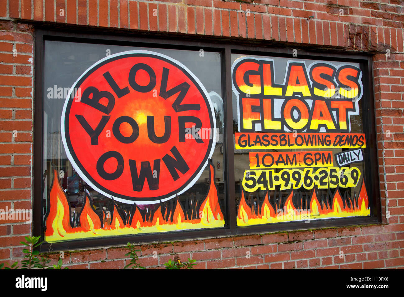 Studio-Zeichen, die Jennifer Sears Kunst Glasstudio, Lincoln City, Lincoln City, Oregon Stockfoto