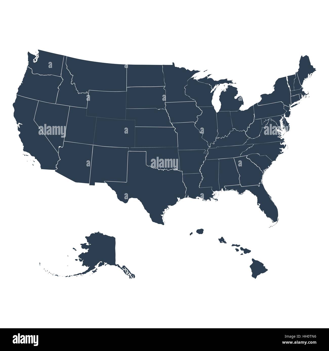 die Karte von Amerika auf weißem Hintergrund Stock Vektor