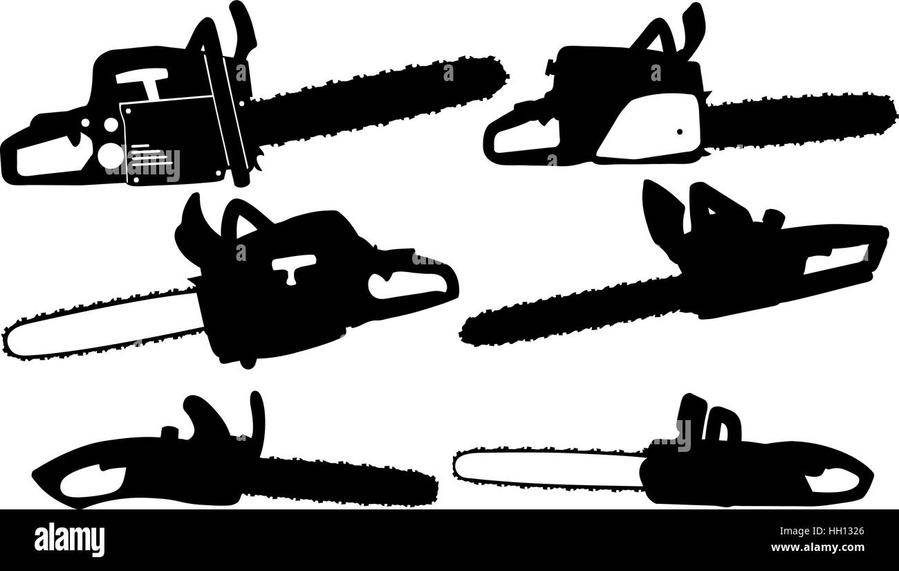 Kettensäge set isoliert Stock Vektor