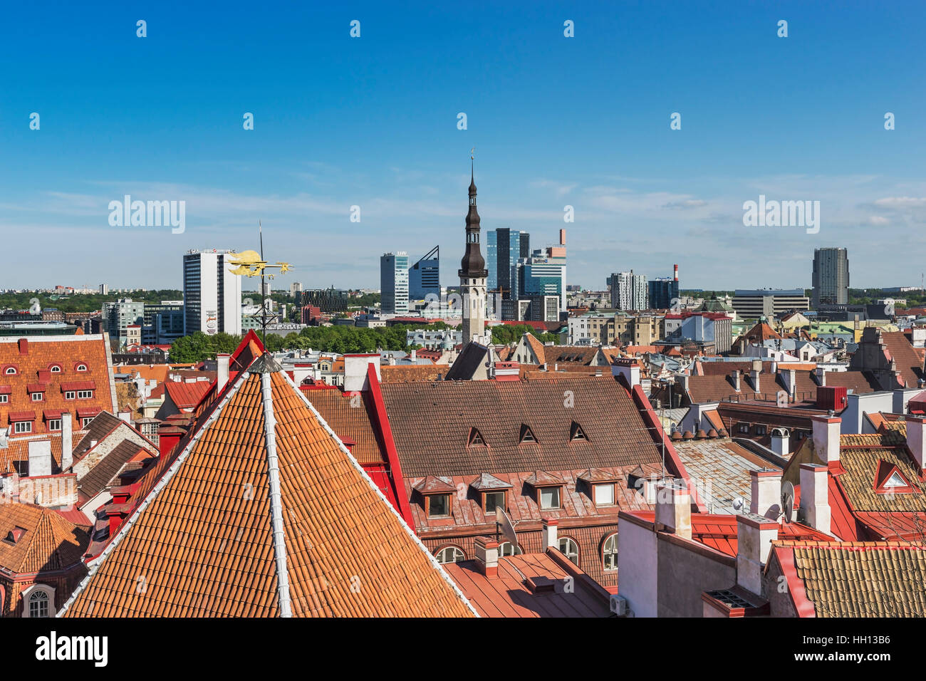 Blick über Tallinn zu den modernen Häusern in der Neustadt, Tallinn, Estland, Baltikum, Europa Stockfoto