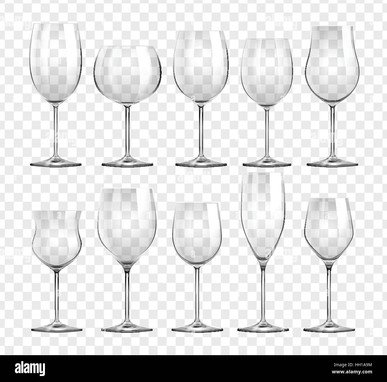 Verschiedene Arten der Weingläser illustration Stock Vektor