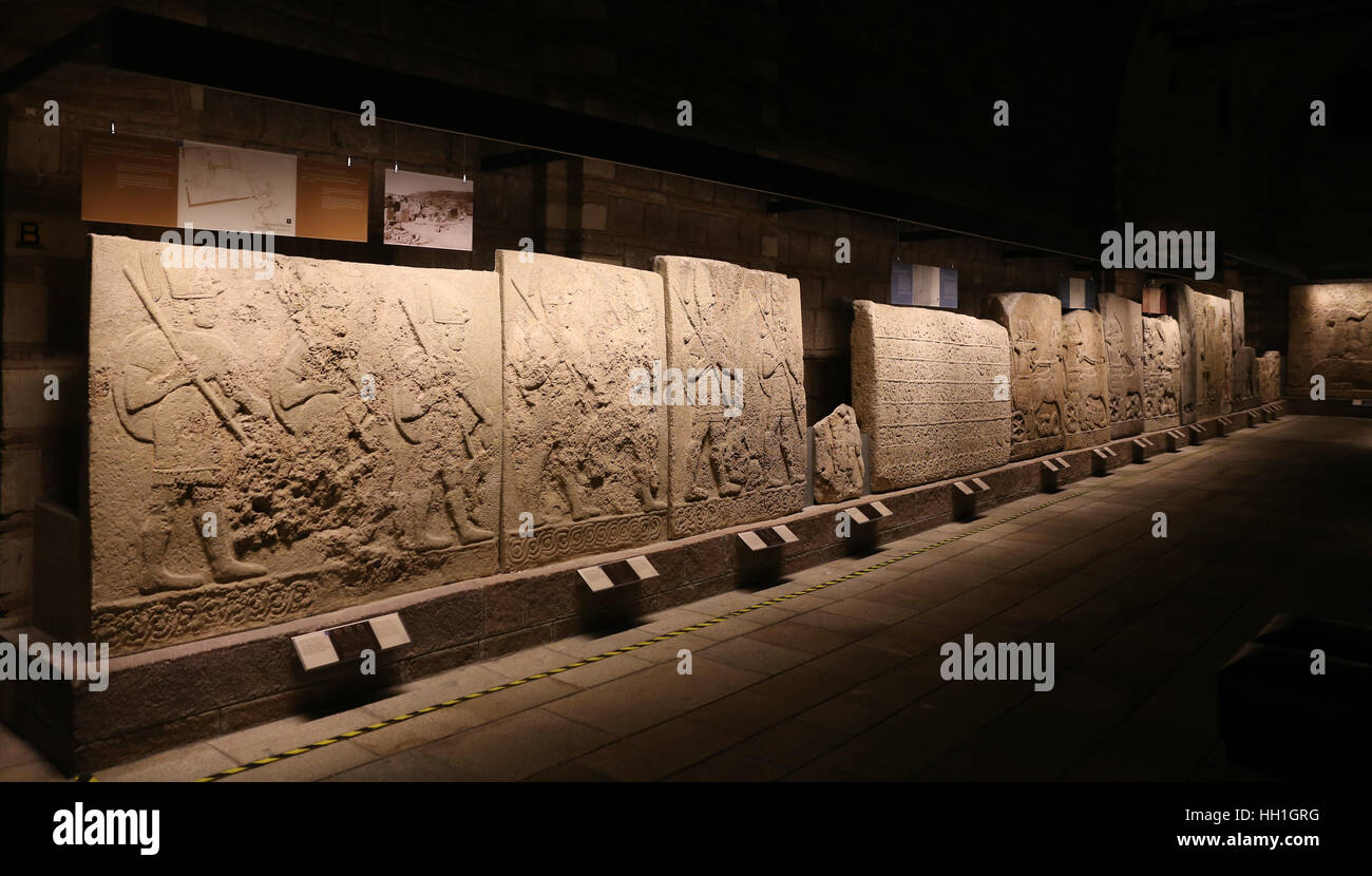 Schnitzereien im Museum für Anatolische Zivilisationen, Ankara, Türkei Stockfoto