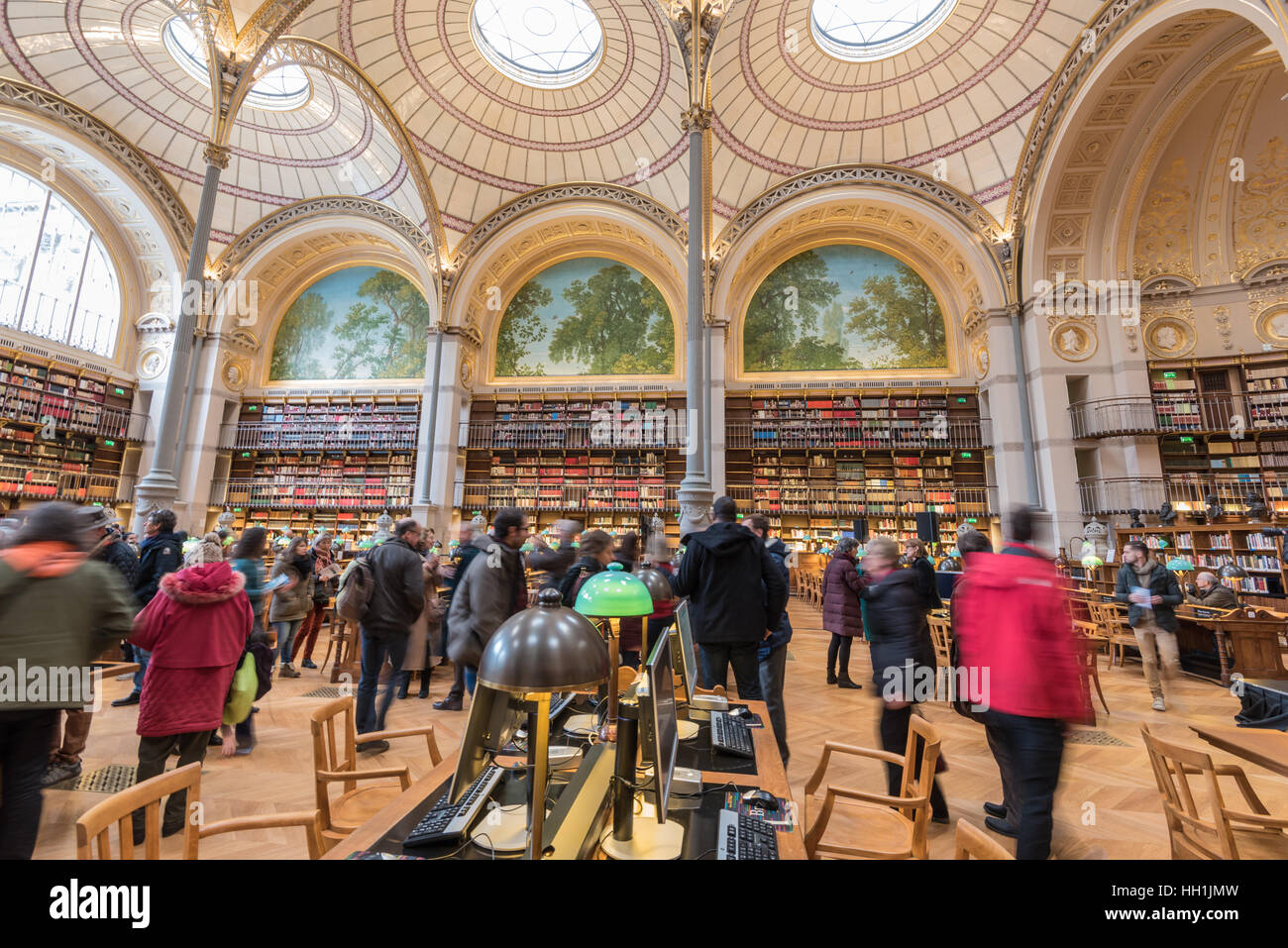 Paris Frankreich 14. Januar 2017: berühmte Labrouste Vortragsraum in der französischen nationalen Bibliothek Richelieu-Louvois rue Vivienne in Paris Stockfoto