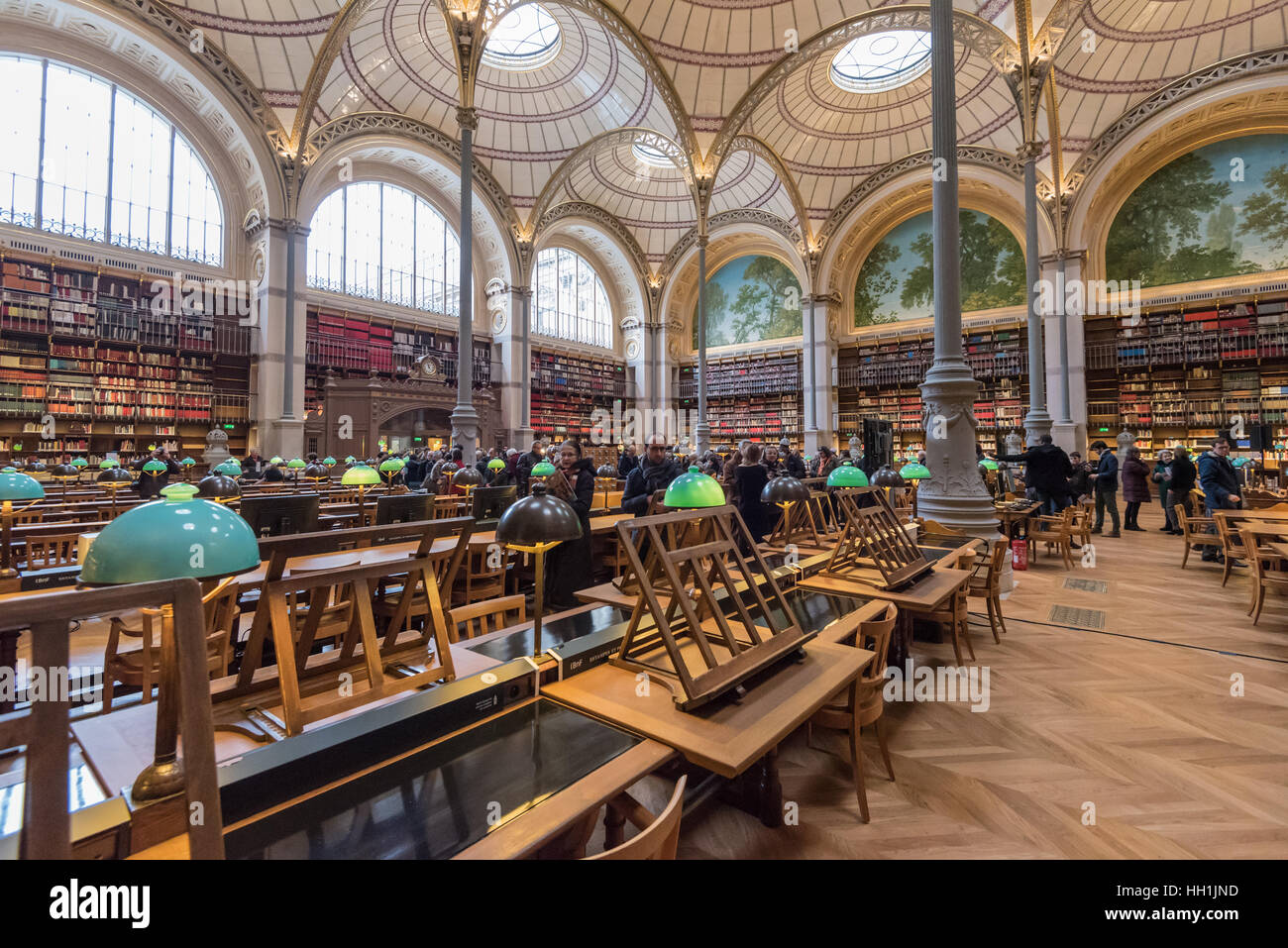 Paris Frankreich 14. Januar 2017: berühmte Labrouste Vortragsraum in der französischen nationalen Bibliothek Richelieu-Louvois rue Vivienne in Paris Stockfoto