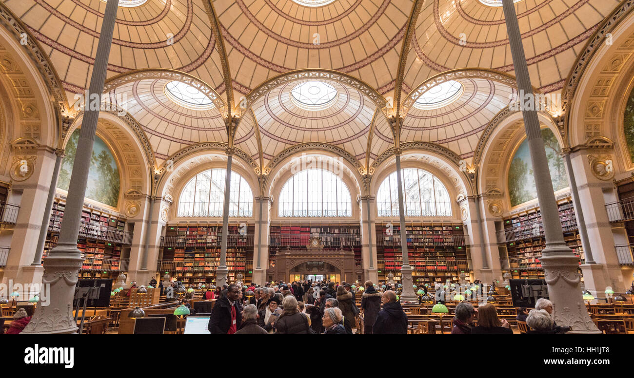 Paris Frankreich 14. Januar 2017: berühmte Labrouste Vortragsraum in der französischen nationalen Bibliothek Site Richelieu-Louvois rue Vivienne in Paris Stockfoto