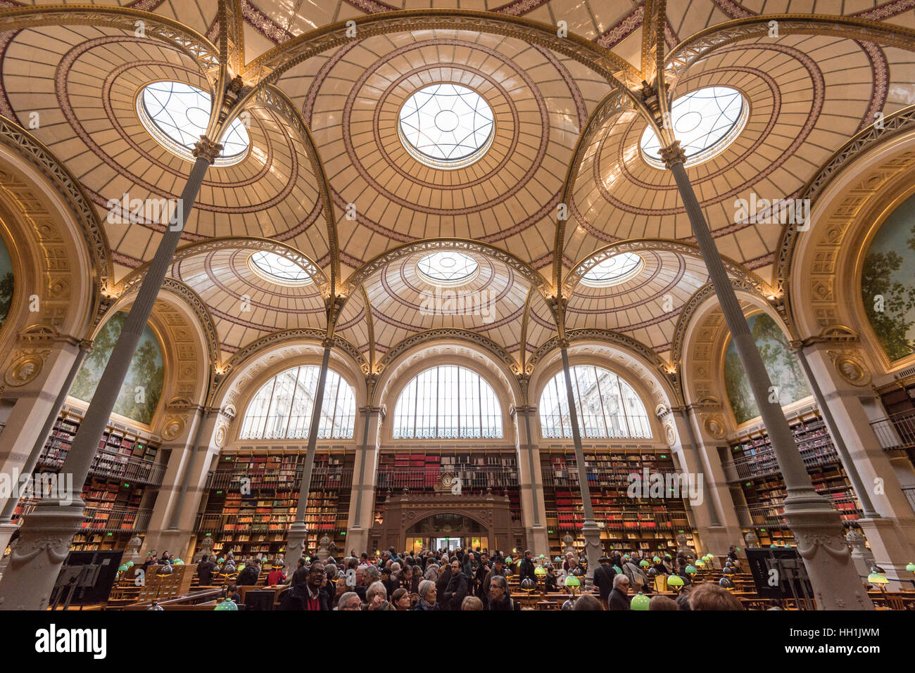 Paris Frankreich 14. Januar 2017: berühmte Labrouste Vortragsraum in der französischen nationalen Bibliothek Site Richelieu-Louvois rue Vivienne in Paris Stockfoto