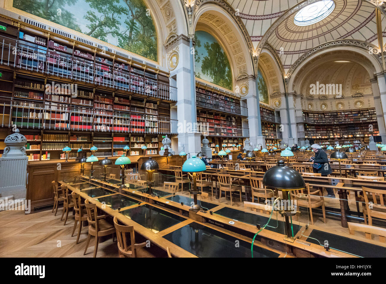 Paris Frankreich 14. Januar 2017: berühmte Labrouste Vortragsraum in der französischen nationalen Bibliothek Site Richelieu-Louvois rue Vivienne in Paris Stockfoto