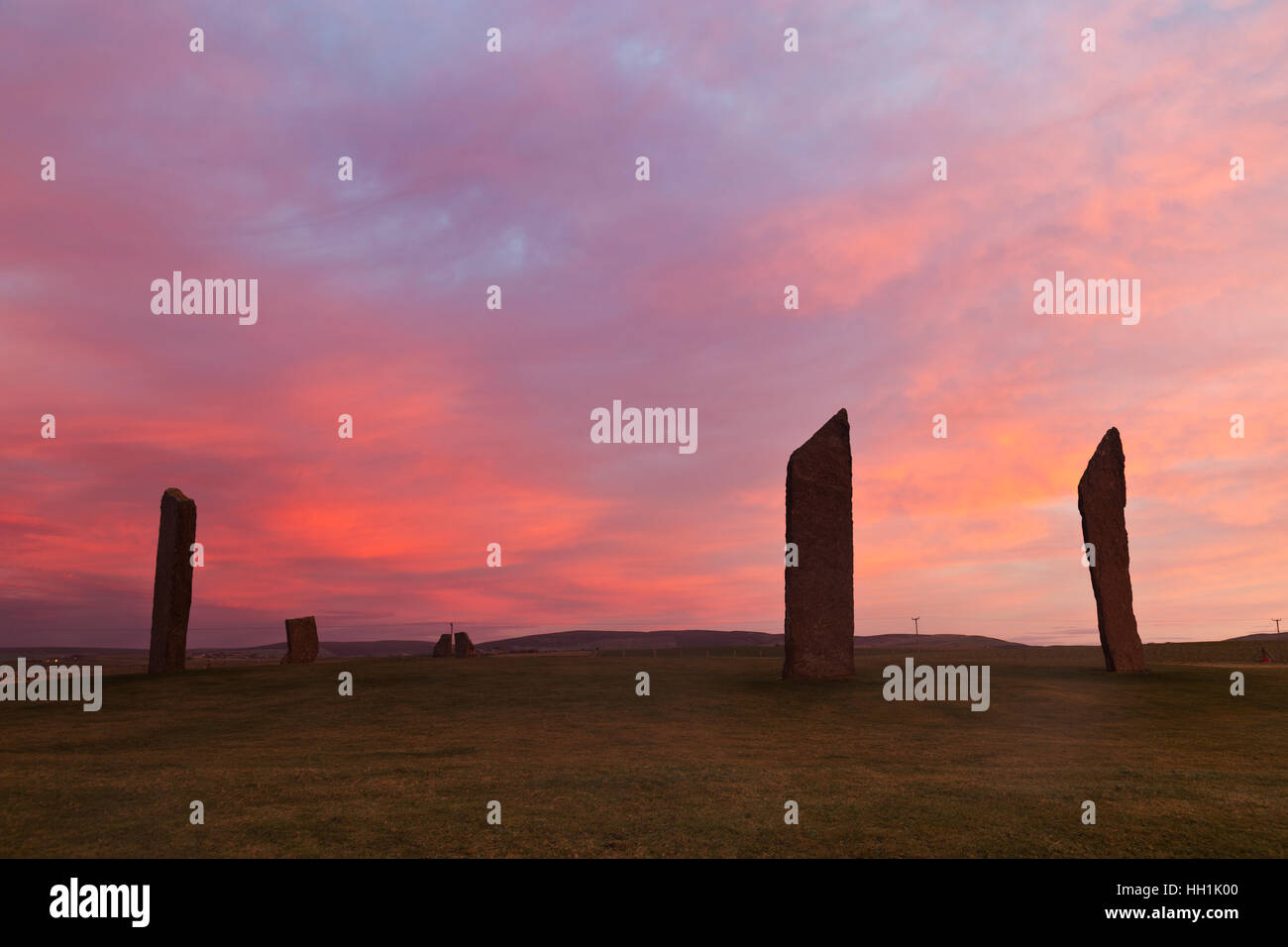 Megalith Stones of Stenness, Orkney Inseln Stockfoto