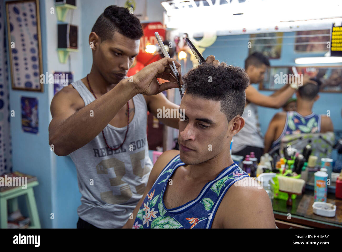 Friseur in Alt-Havanna Stockfoto