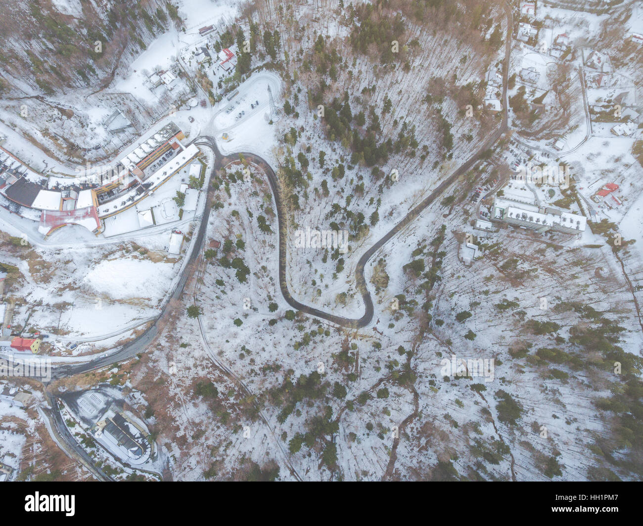 Winter in Bergen. Ansicht von oben. Szczyrk.Poland. Stockfoto