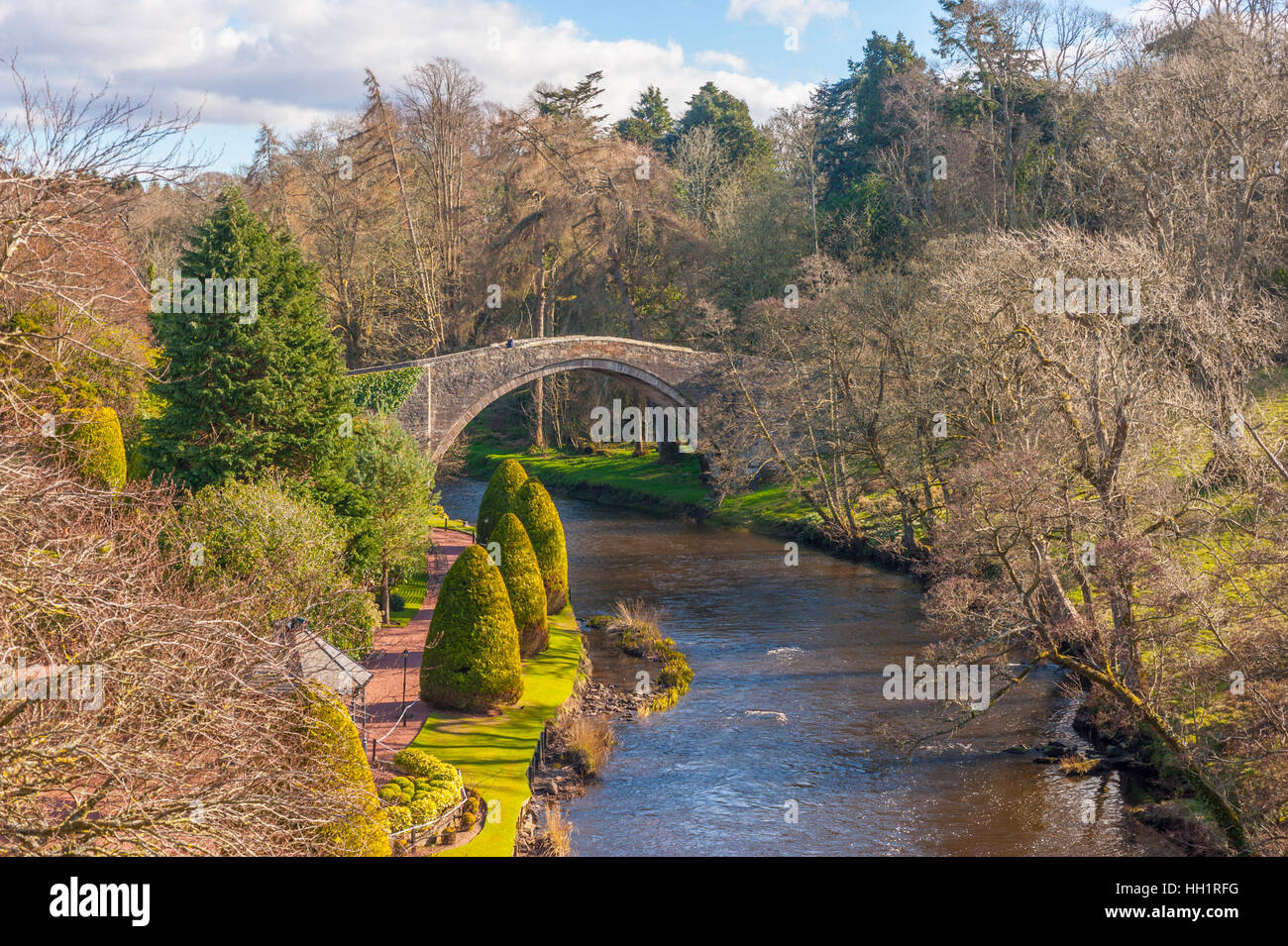 Brig O Doon in Alloway, Ayrshire. Schottland berühmt geworden durch Robert Burns Gedicht Tam O Shanter Stockfoto