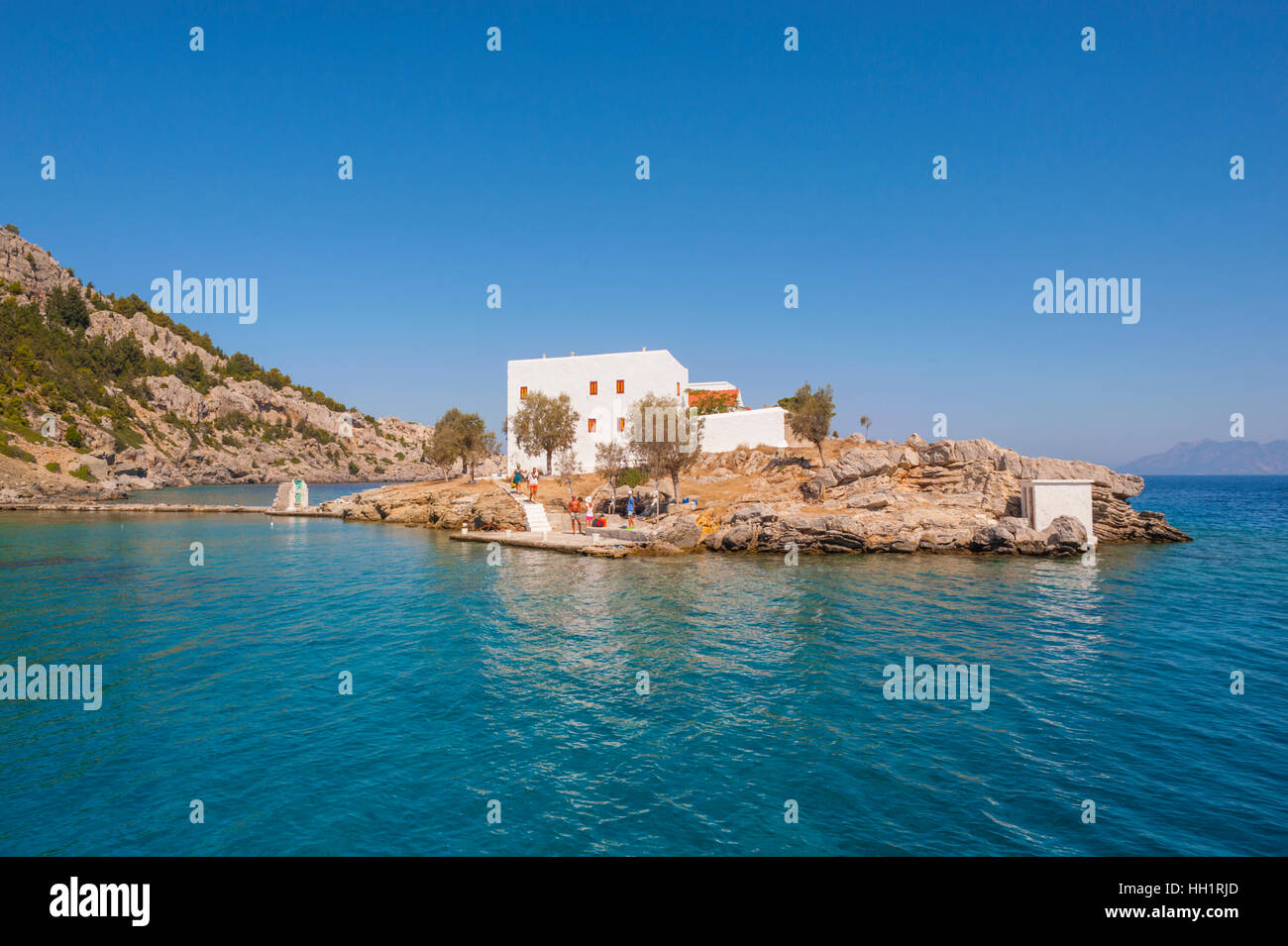 Das Kloster von Saint Emilianos auf West Küste von Symi Griechenland Stockfoto