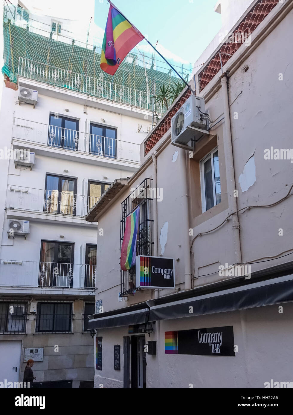 Unternehmen Bar in der Altstadt von Benidorm, Alicante, Spanien Stockfoto