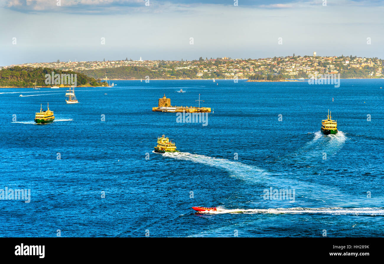 Boote im Hafen von Sydney - Australien Stockfoto