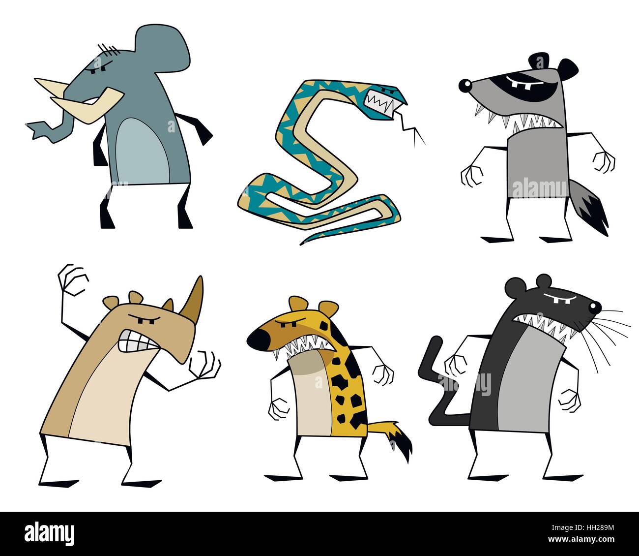 Vektor-Illustration von einem sechs seltsame Tiere Stock Vektor