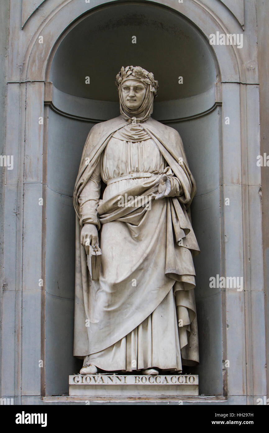 Statue von Giovanni Boccaccio in Florenz, Italien Stockfoto
