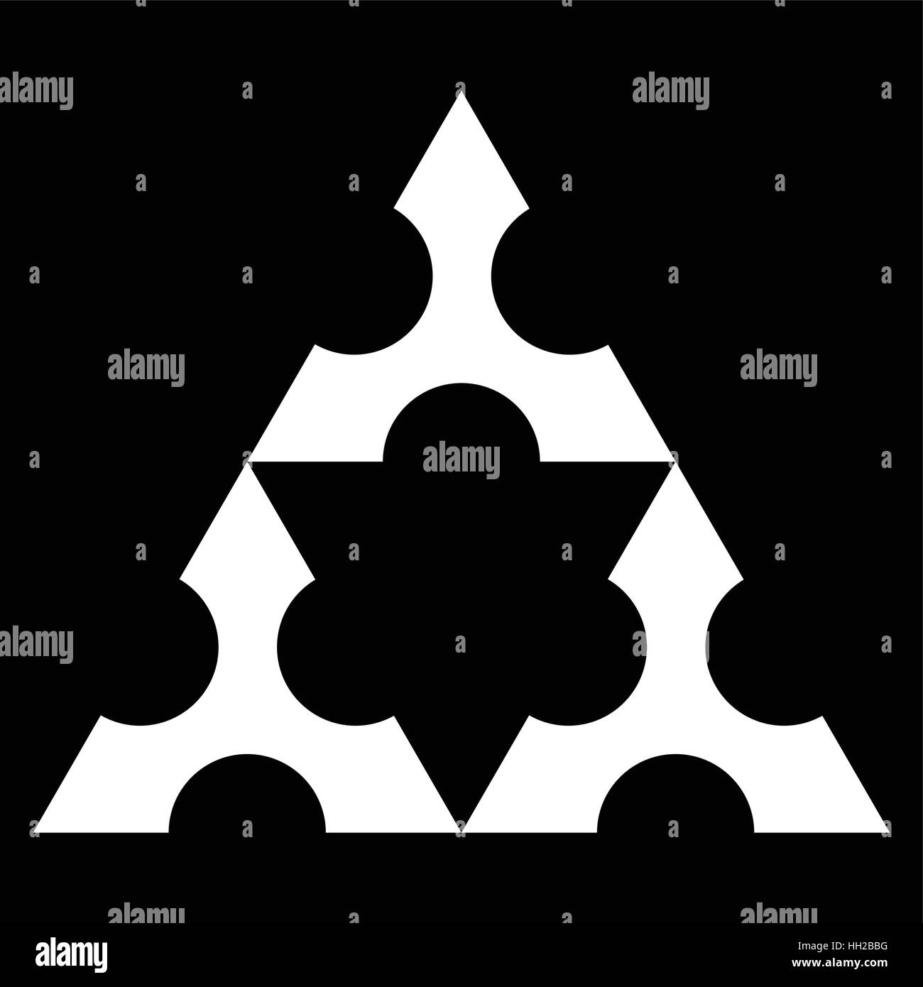 Sierpinski-Dreieck mit Shuriken Form, ohne Zentrum, Fraktale, Vektor - erste iteration Stock Vektor