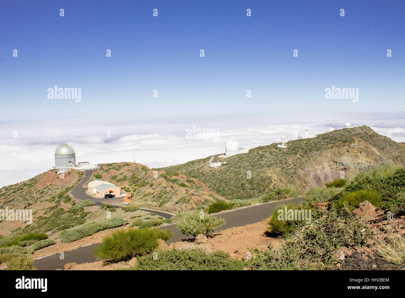 Blick von der Sternwarte vom Mirador del Roque de Los Muchachos. Der höchste Gipfel von La Palma in Kanarische Inseln, Spanien. Stockfoto