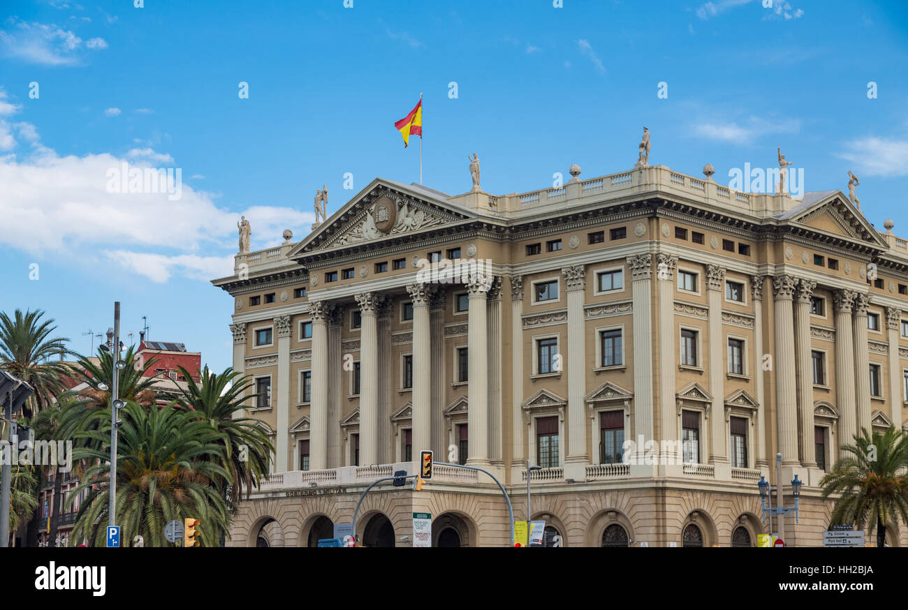 Wunderschöne Architektur auf La Rambla in Barcelona Spanien Stockfoto