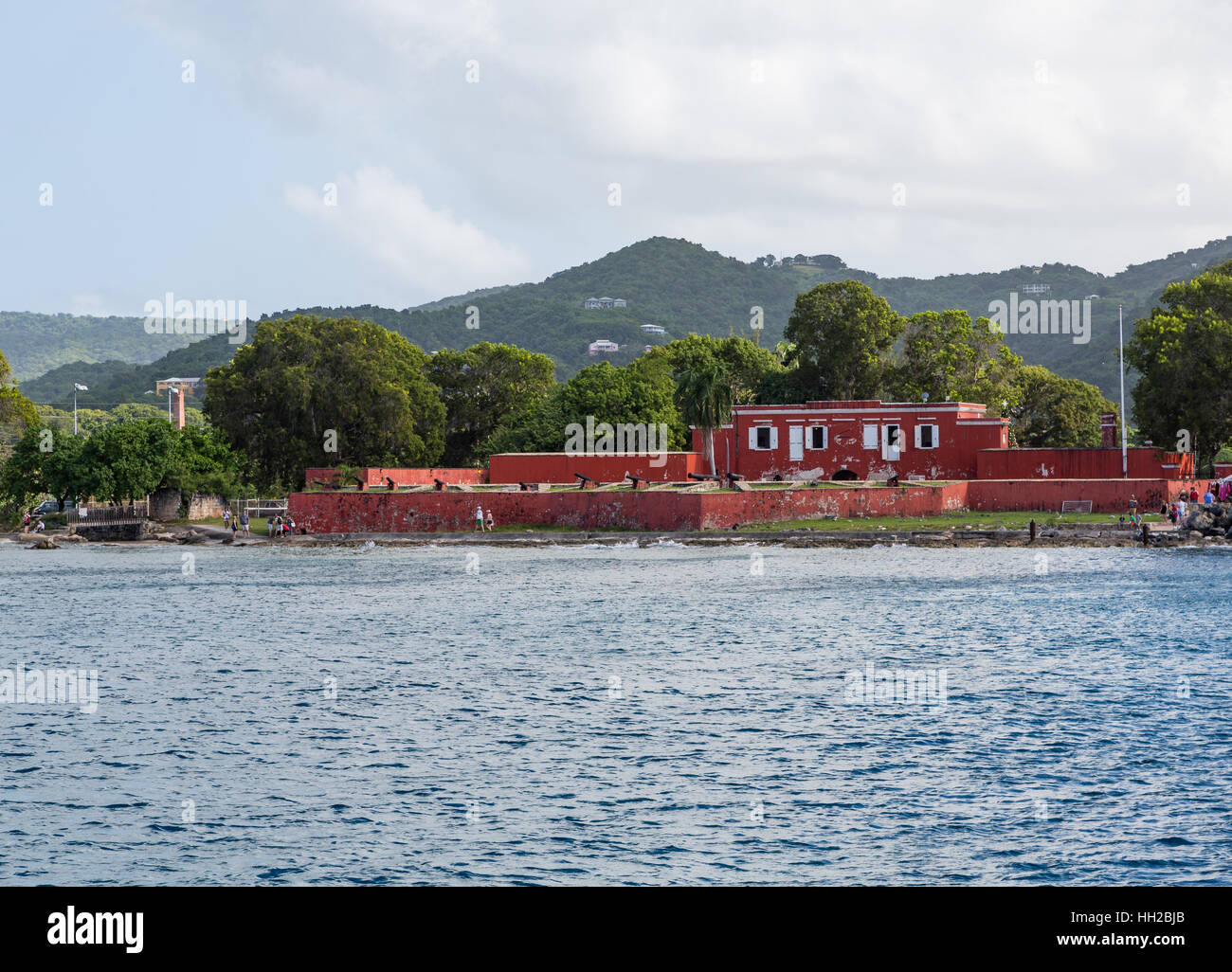 Alte rote Festung auf der karibischen Insel St. Croix Stockfoto