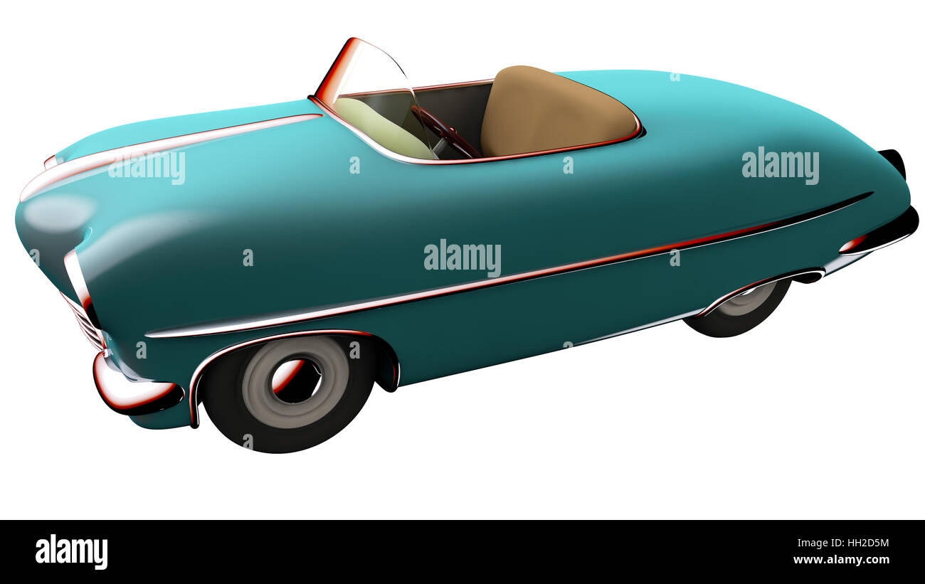 Blaues Spielzeugauto. 3D render Stockfoto