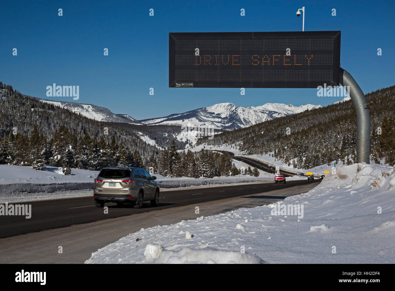 Vail, Colorado - Winter auf der Interstate 70 in Vail Pass in den Rocky Mountains. Stockfoto