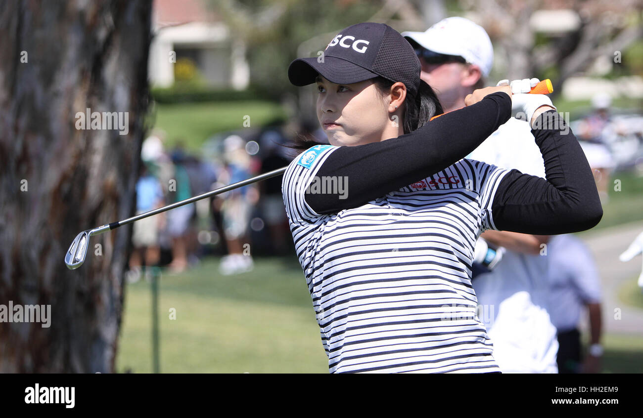 RANCHO MIRAGE, Kalifornien - 4. April 2015: Moriya Jutanugarn von Thailand bei ANA-Inspiration-Golf-Turnier auf der LPGA Tour, 4. April 2015 an die Stockfoto