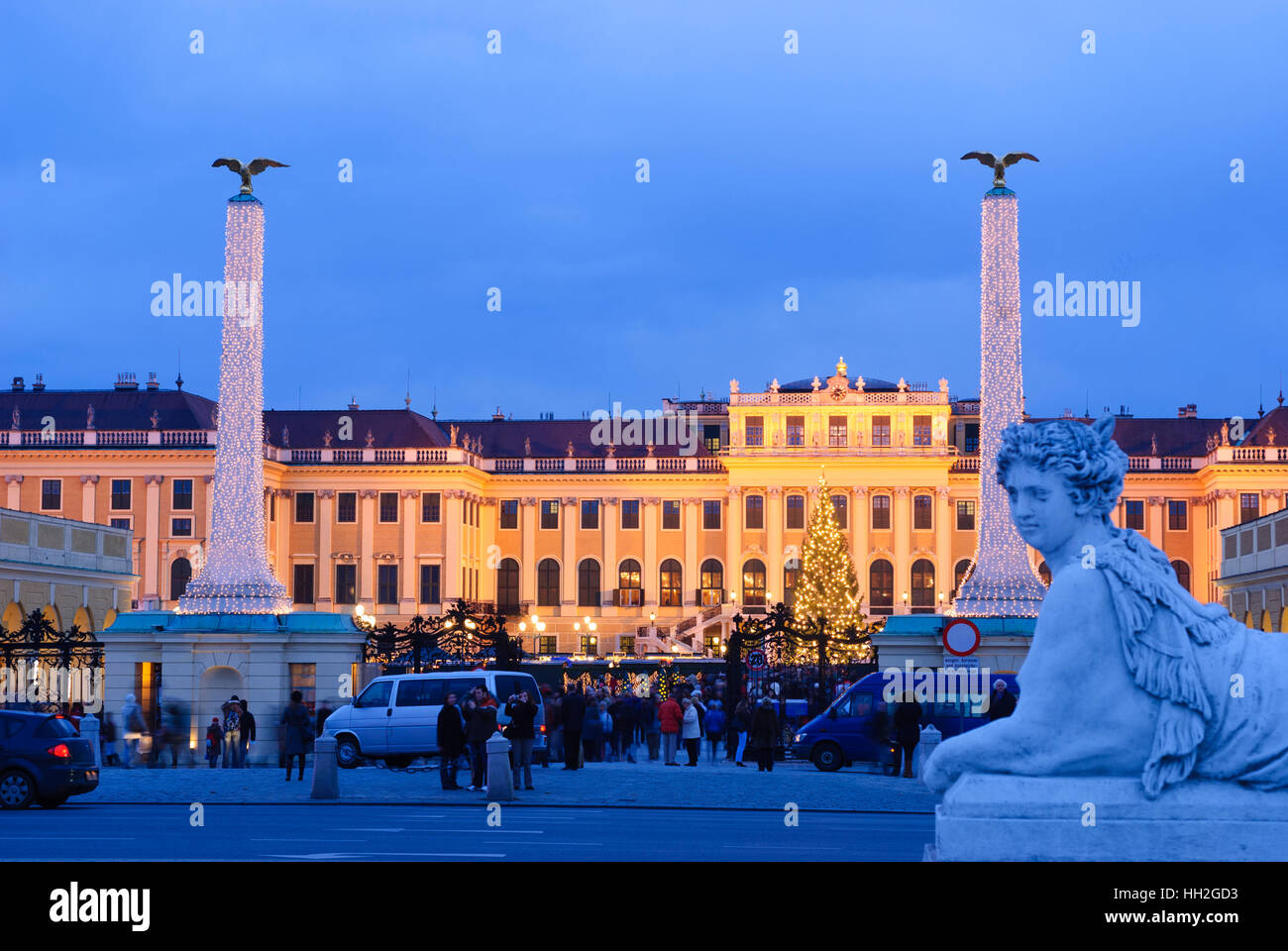 Wien, Wien: Schloss Schönbrunn; Weihnachtsmarkt Christkindlmarkt, 13., Wien, Österreich Stockfoto