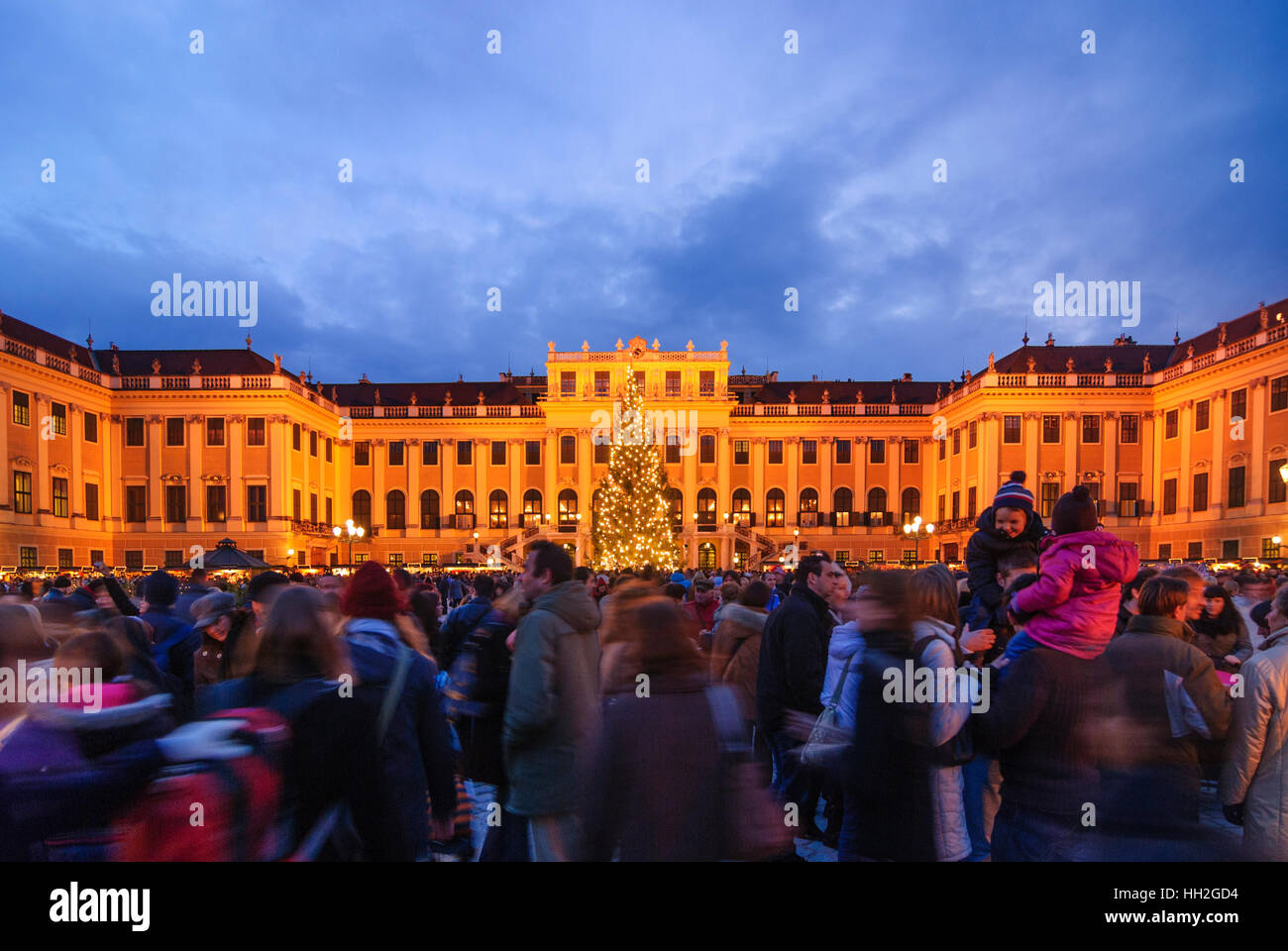 Wien, Wien: Schloss Schönbrunn; Weihnachtsmarkt Christkindlmarkt, 13., Wien, Österreich Stockfoto