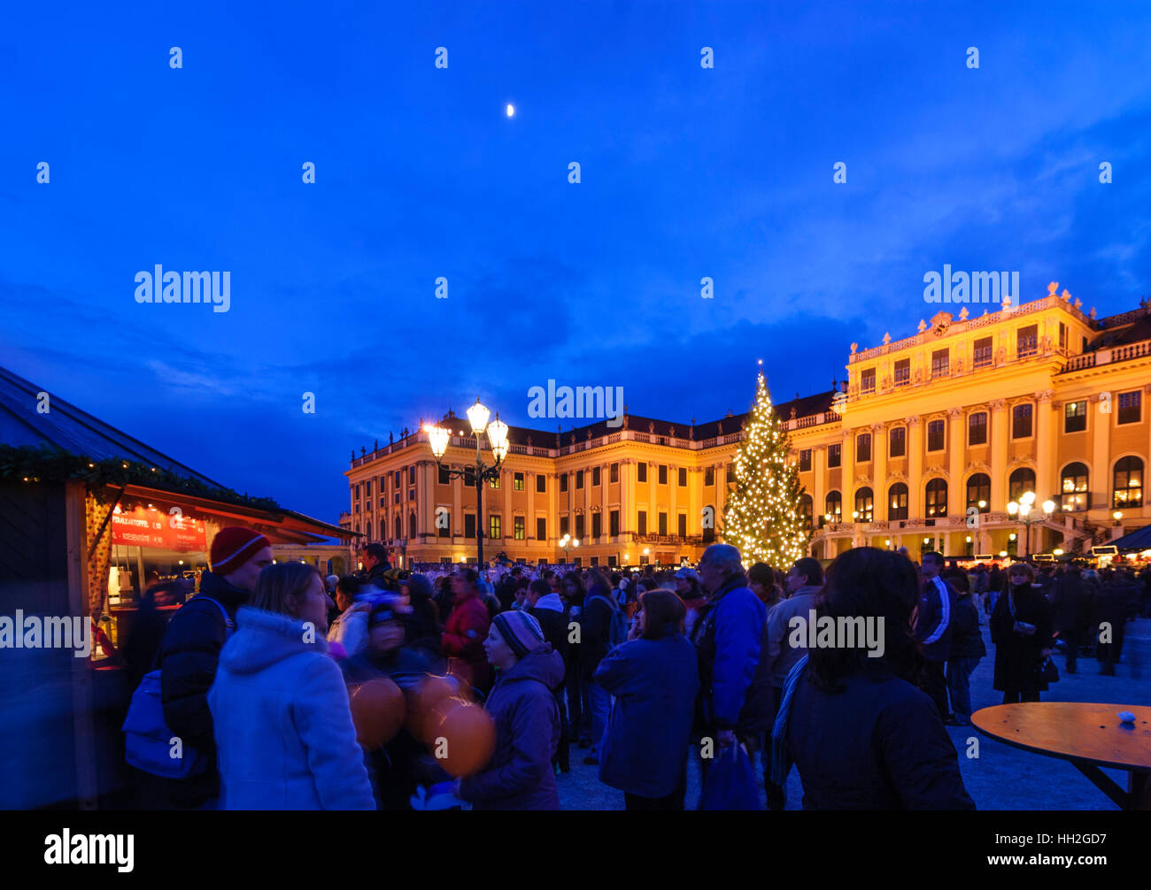 Wien, Wien: Schloss Schönbrunn; Weihnachtsmarkt Christkindlmarkt, 13., Wien, Österreich Stockfoto