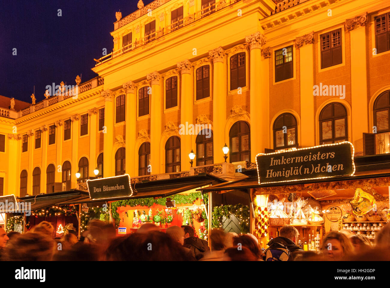 Wien, Wien: Schloss Schönbrunn; Weihnachtsmarkt Christkindlmarkt, 13., Wien, Österreich Stockfoto