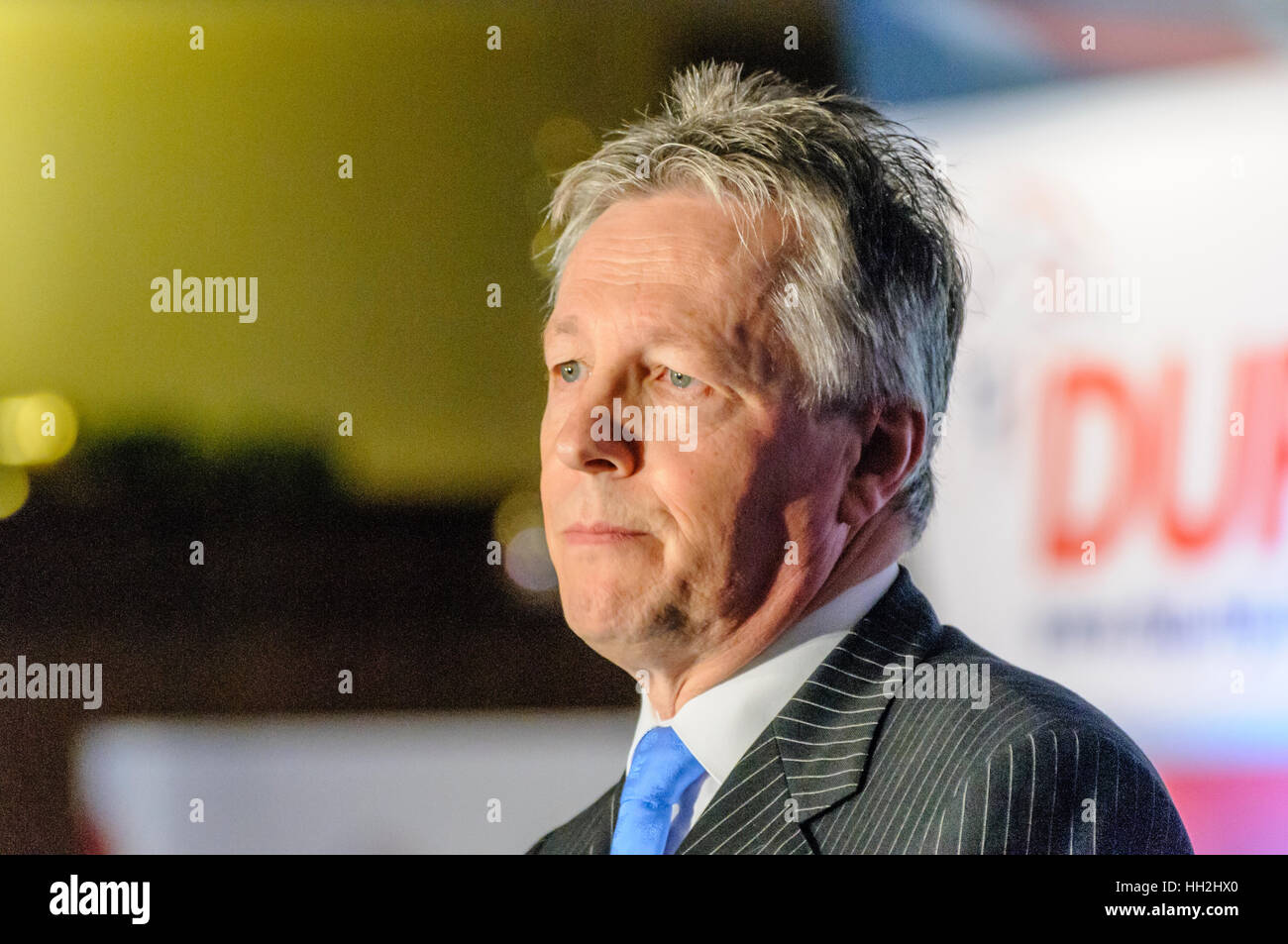 Belfast, Nordirland.  27.11.2010 - Peter Robinson, Parteichef der DUP-Party-Konferenz. Stockfoto