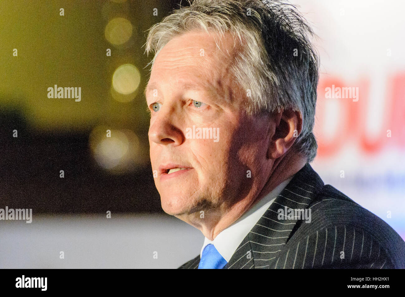 Belfast, Nordirland.  27.11.2010 - Peter Robinson, Parteichef der DUP-Party-Konferenz. Stockfoto