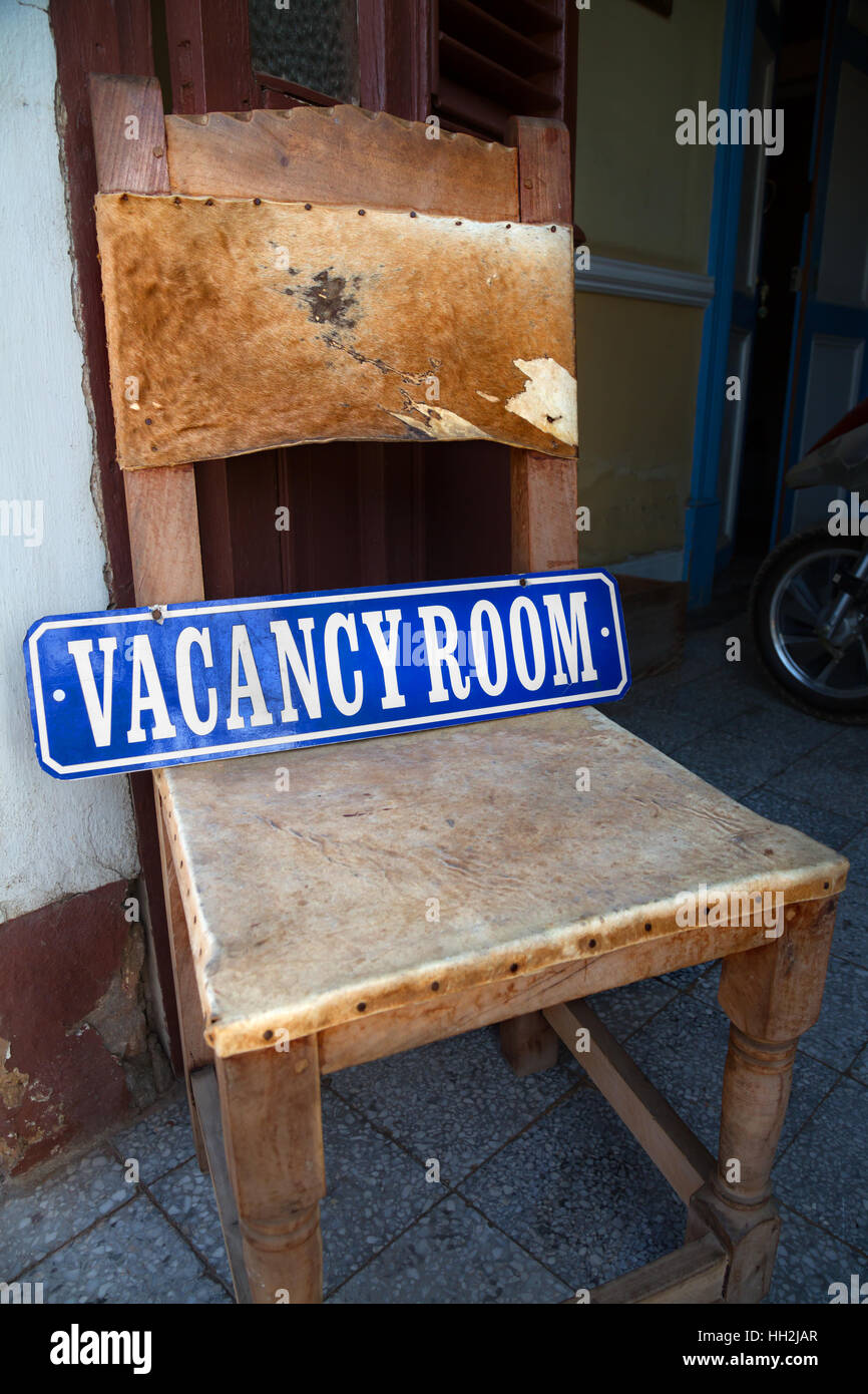 Vorstand mit "freie Zimmer" Zimmer in Trinidad, Kuba zur Verfügung verkünden Stockfoto