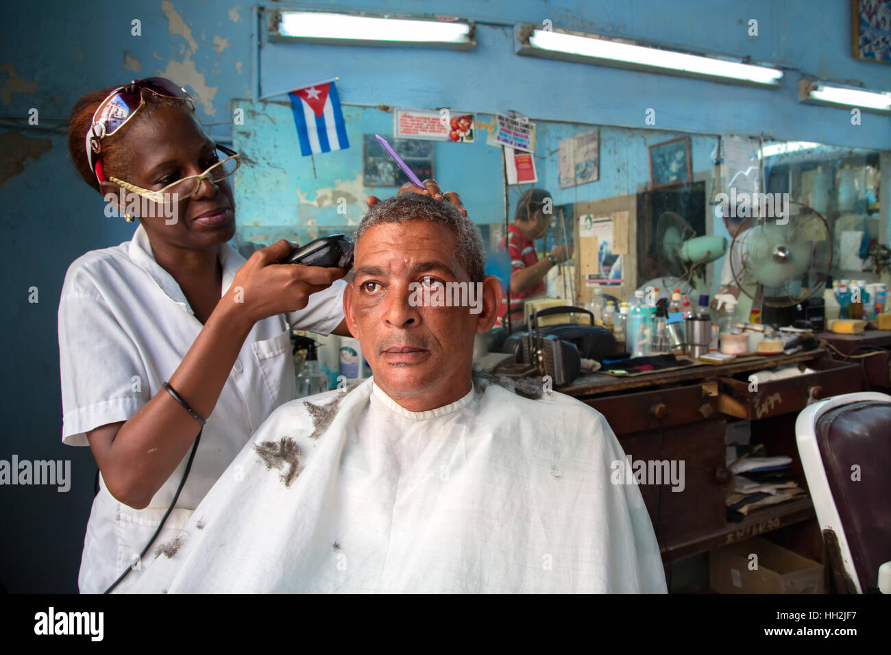 Friseur in Santiago De Cuba Stockfoto