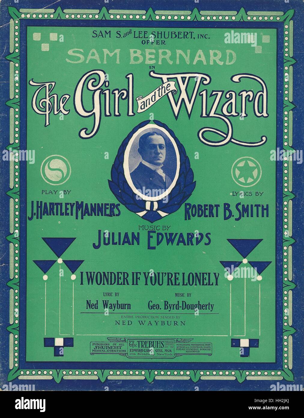 "Das Mädchen und der Zauberer" 1909 musikalische Noten zu decken Stockfoto
