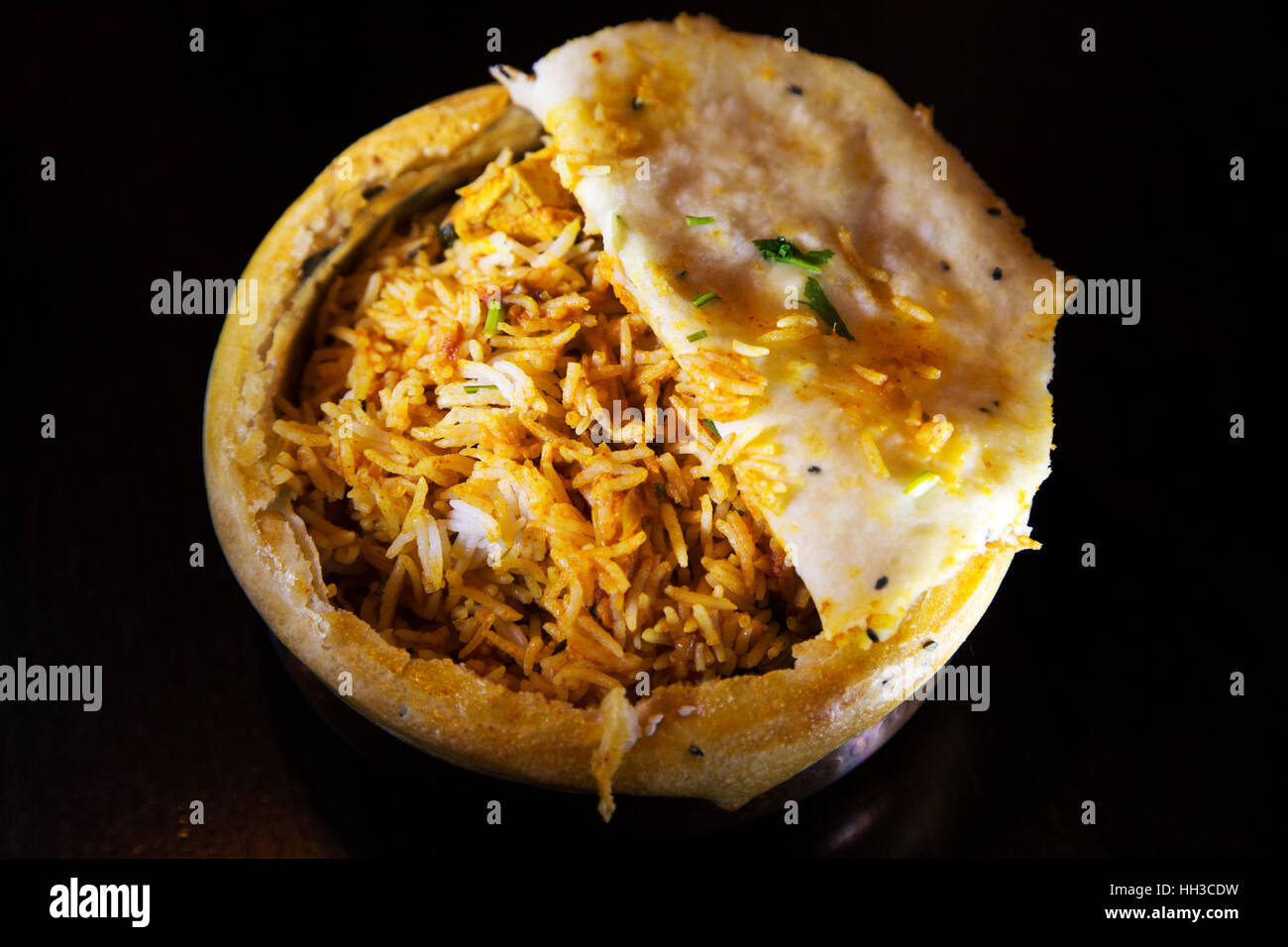 Dum Biryani serviert im The Mint Room in Bristol, England. Stockfoto