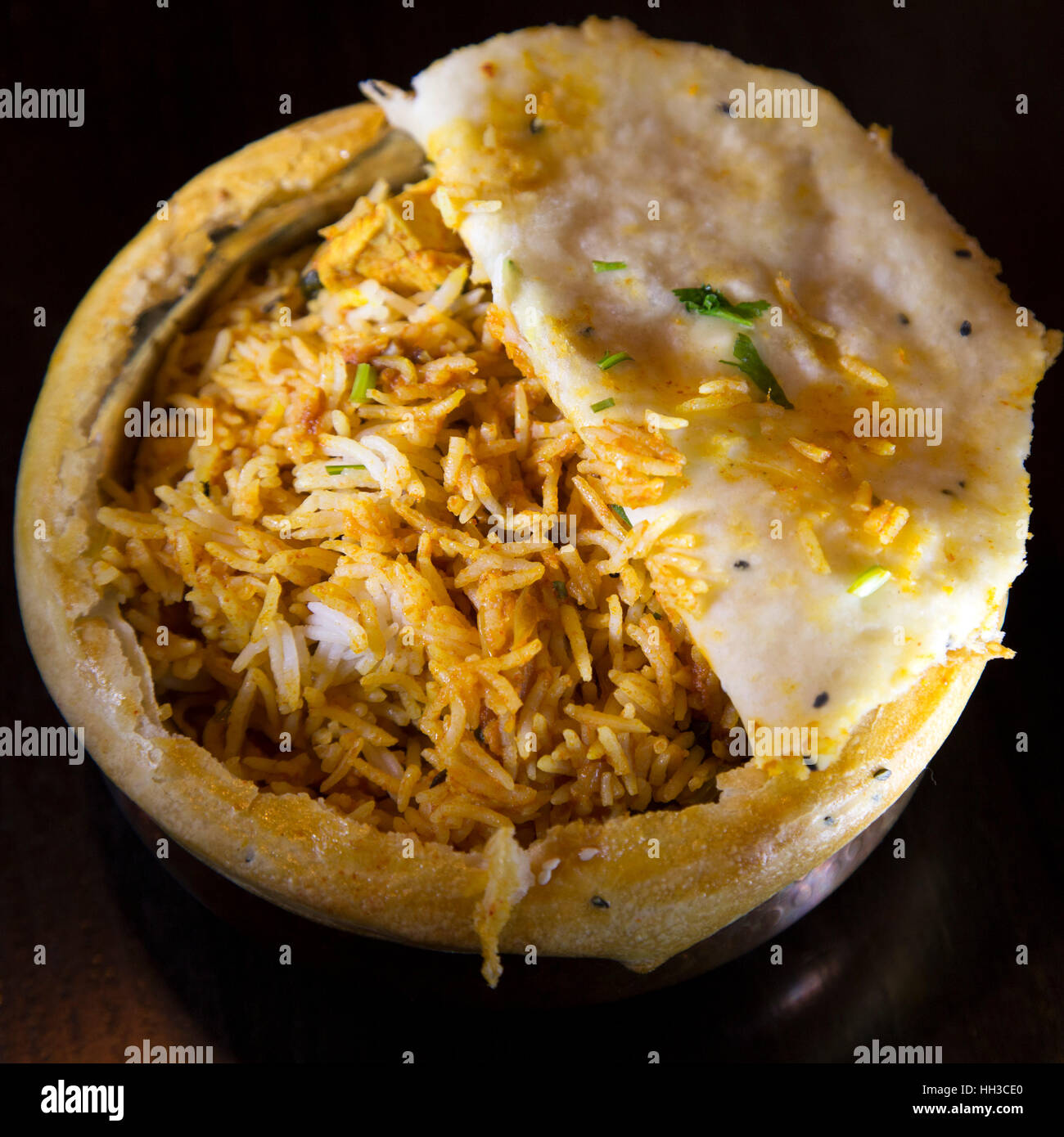 Dum Biryani serviert im The Mint Room in Bristol, England. Stockfoto