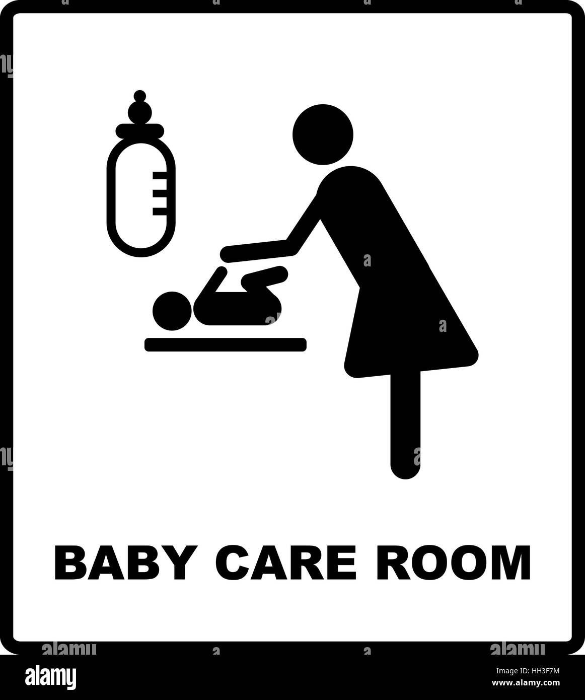 Baby Zimmer Pflegesymbol, Muttersymbol Zimmer isoliert auf weißem Hintergrund, Vektor-Illustration von Baby Umkleidebereich, Toiletten, isoliert auf weiss Stock Vektor