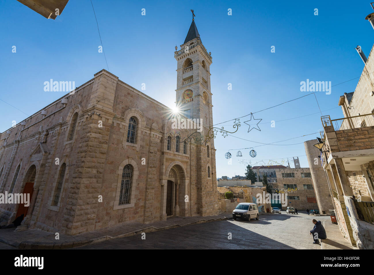 Fassade der St.-Nikolaus-Kirche, Beit Jala, Israel. Stockfoto