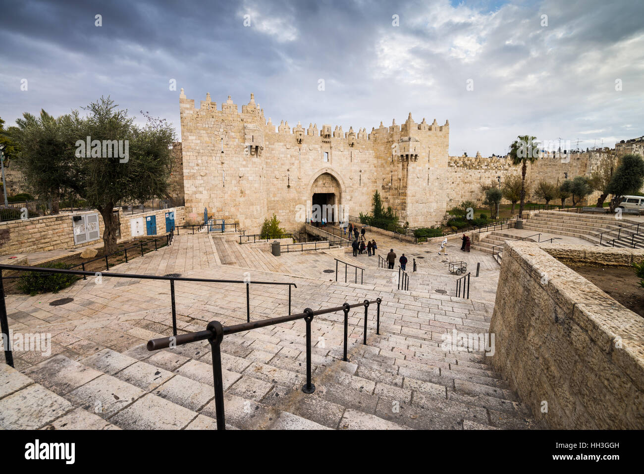 Damaskus-Tor in der alten Stadt, Jerusalem, Israel Stockfoto