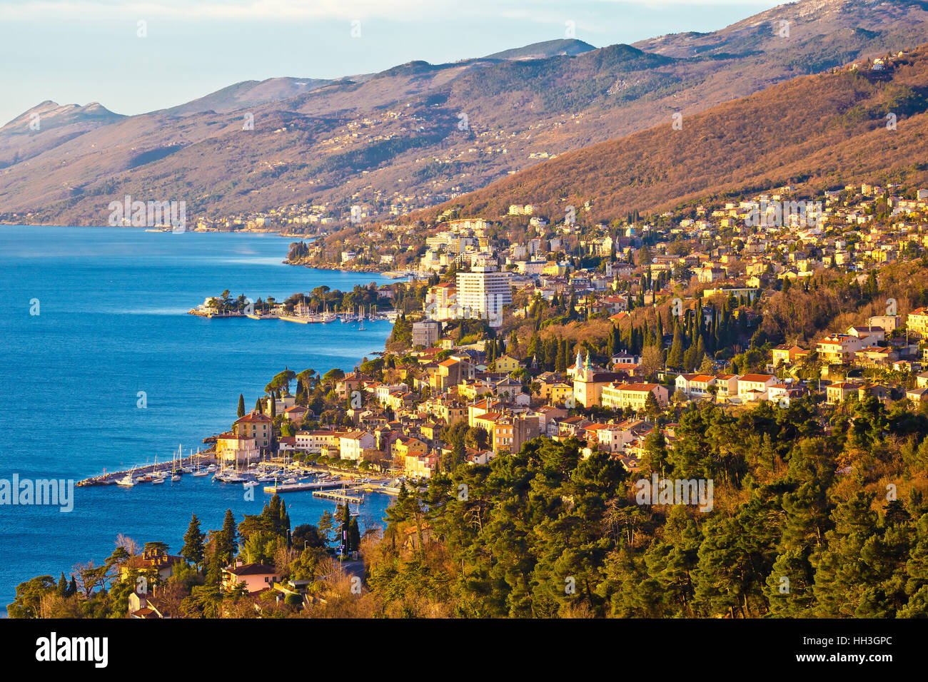 Opatija Riviera Bucht Bucht und die Küste anzeigen, Kvarner Region in Kroatien Stockfoto