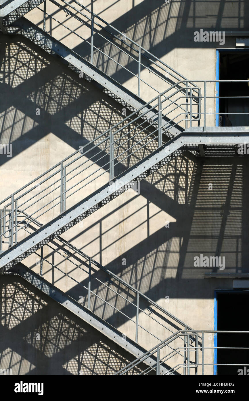 Fluchttreppe Fluchtweg ein Einem Industriegebäude Stockfoto